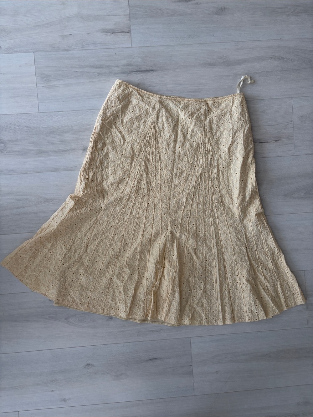 y2k butter yellow midi skirt